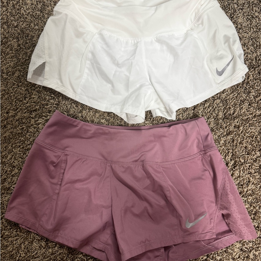 Nike White and Pink Athletic Shorts for Performance